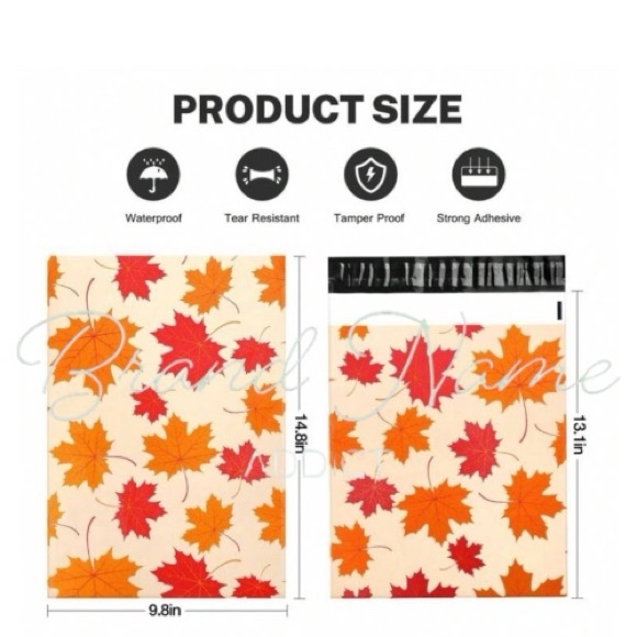 Set of 20 Fall Leaf 10 x 13 Self Adhesive Poly Shipping Mailer Bags - Picture 2 of 2